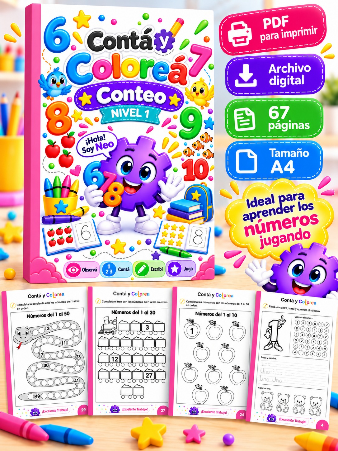 Contá y Coloreá – Nivel 1